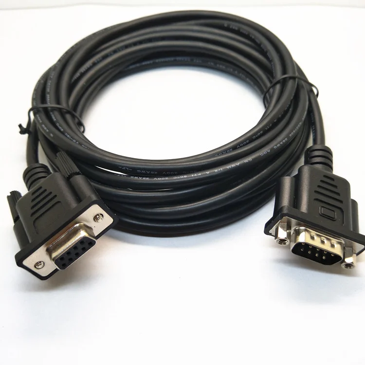 Factory Custom black db 9pin male to db 9pin female RS232 Extension Serial  cable