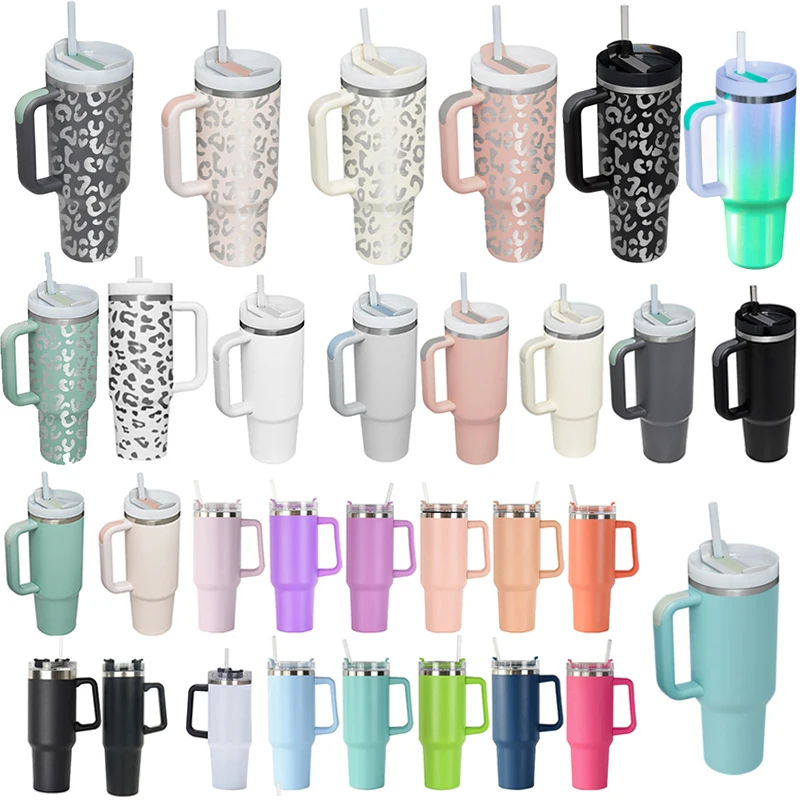 Blank Sublimation 40 Oz 20oz 30oz Travel Sports Tumblers 304 Stainless Steel Double Wall Vacuum Insulation Cup Cooler Can black