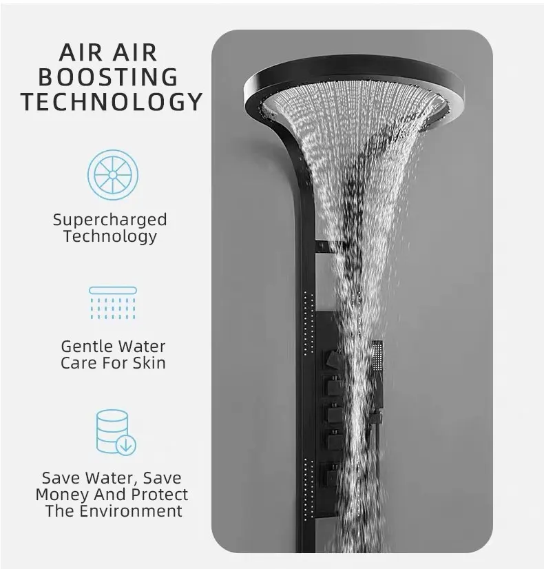 Modern Creative Waterfall Shower Head Mixer Set Rainfall Shower Panel System