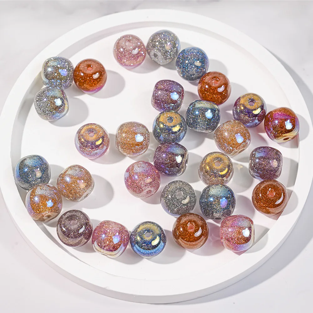 Crystal New Design UV Plating Color 16mm Round Acrylic Beads Wholesale Plastic Loose Beads for DIY Bracelets