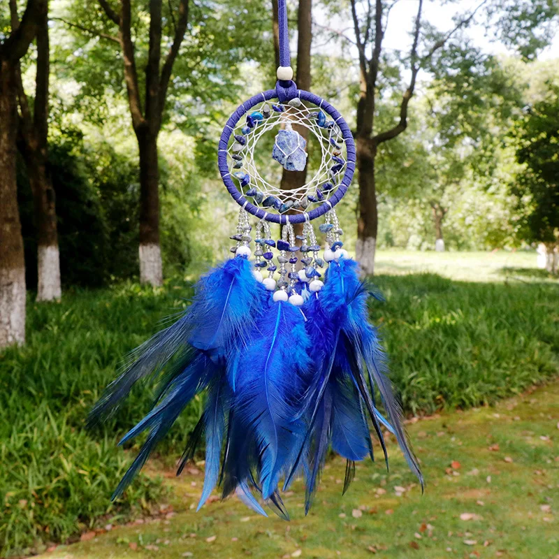 40cm Purple Dream Catchers Raw Stone Crystal Dream Catcher for Girls Kids Adult Bedroom Wall Decor Hanging Ornament Craft Gift