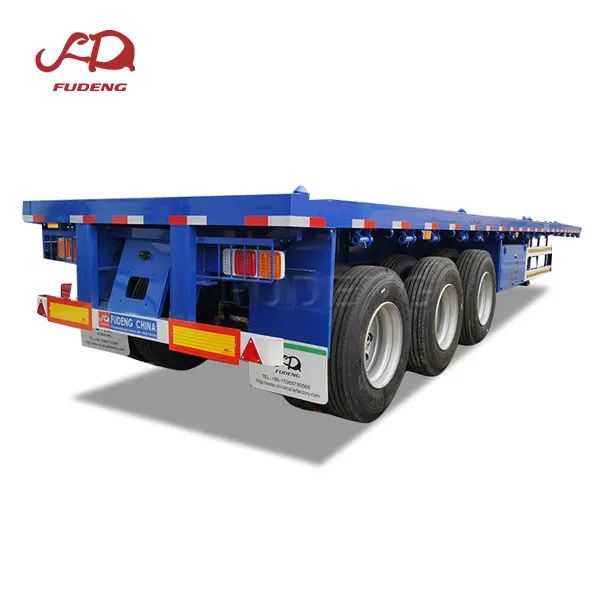 FUDENG 30tons 20ft 40 ft 45feet flat bed trailer twist locks for shipping container trailers for sale