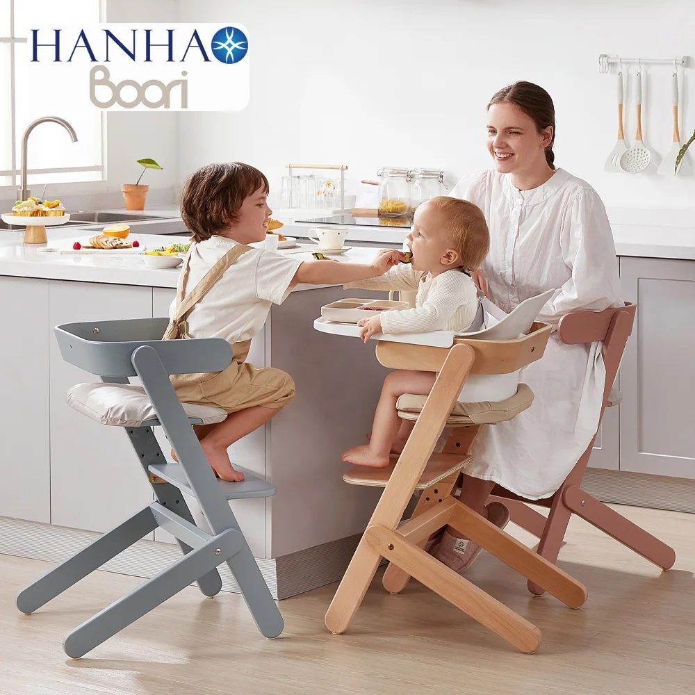 Современный Высококачественный деревянный высокий стул 3 в 1 Boori для кормления малышей