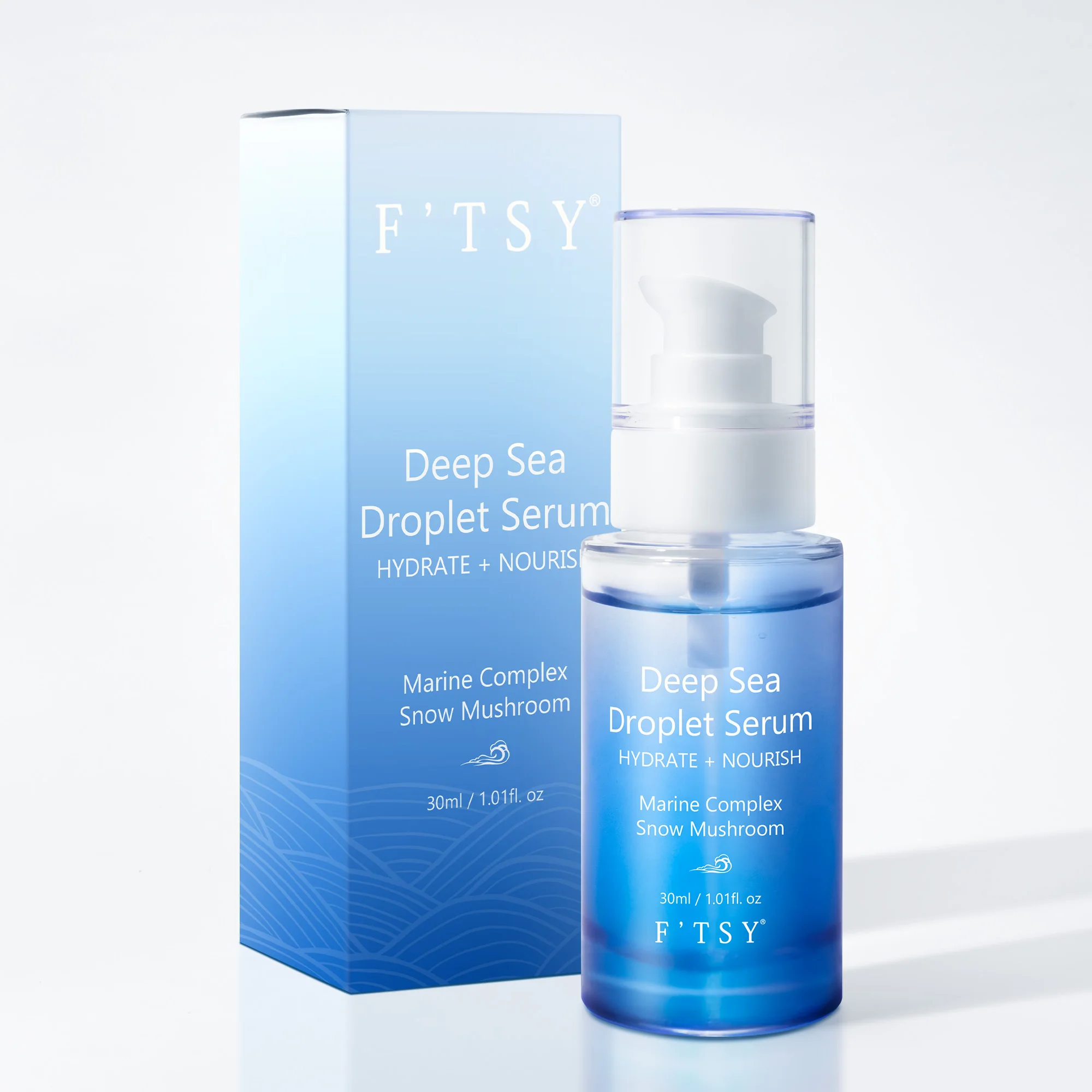 Private Label Marine Face Serum Deep Sea Water Moisturizing Brightening Anti-wrinkle Anti Aging Face Serum