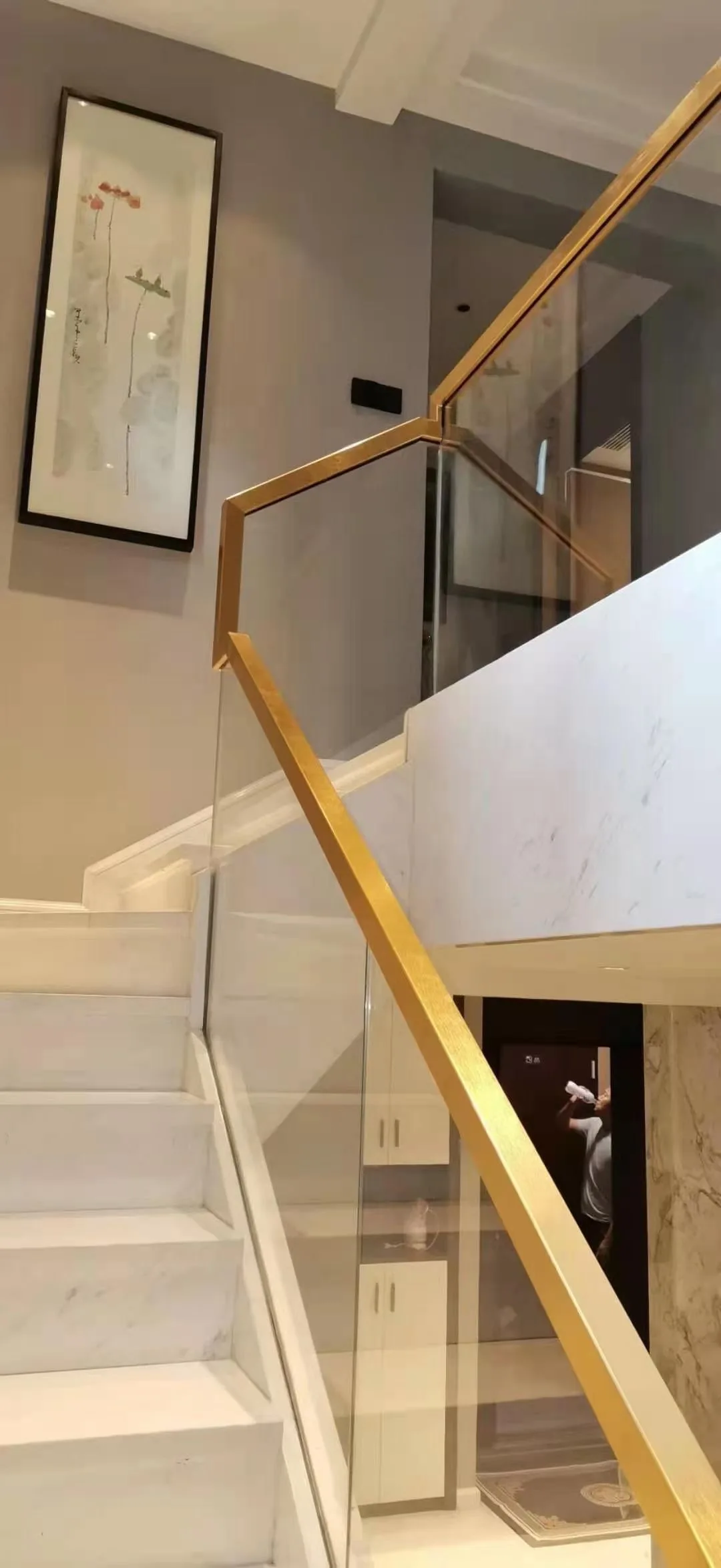 Glass railing Indoor Decorative Modern Wooden Staircase With Wooden Treads For Modern House Stair