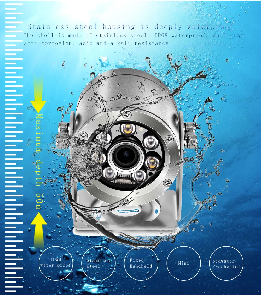 Hd 5MP underwater waterproof camera downhole inspection aquaculture pipe camera  with H.265 underwater CCTV camera