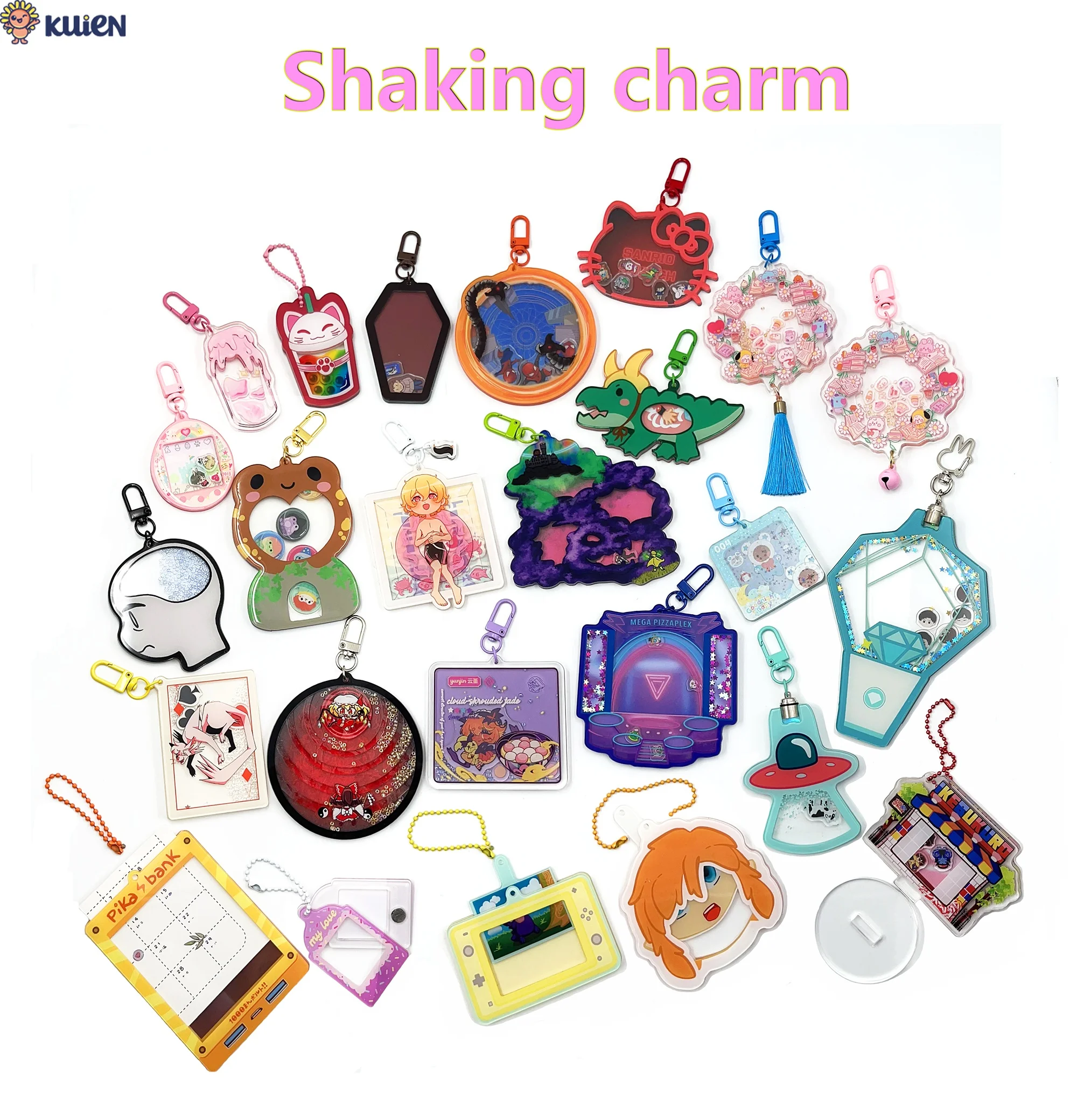 Custom printed acrylic photo insert shaking Charms key chains