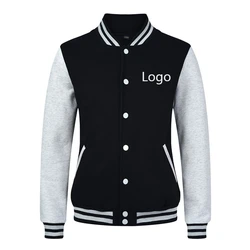 Custom Wholesale Printed Logo Blank Plain Polyester Black Boys Bomber Baseball Varsity Jackets For Men