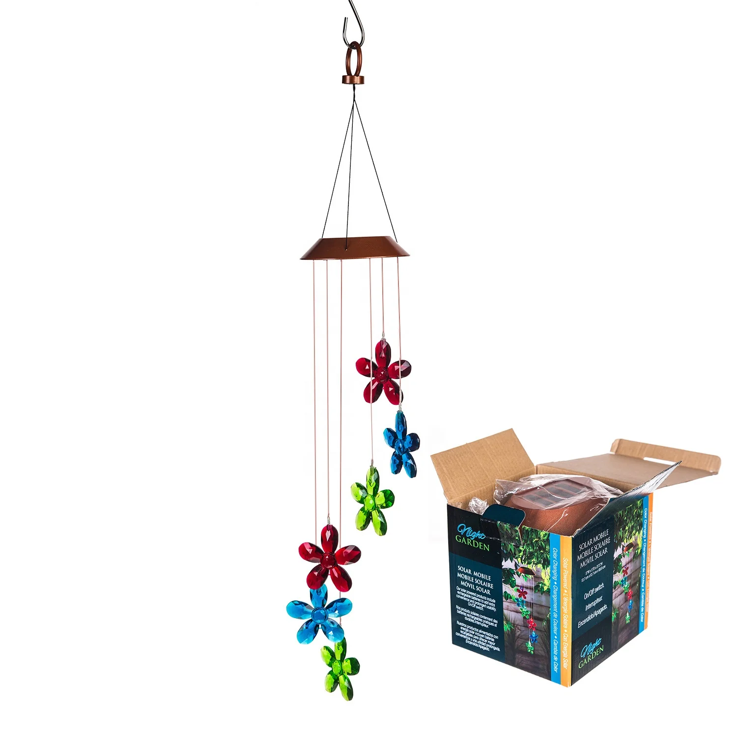 Светодиодные подвесные ветряные колокольчики на солнечной батарее, домашний декор, подарки, меняющие цвет, солнечные огни, цветочные ветряные колокольчики, акриловые для улицы и помещений