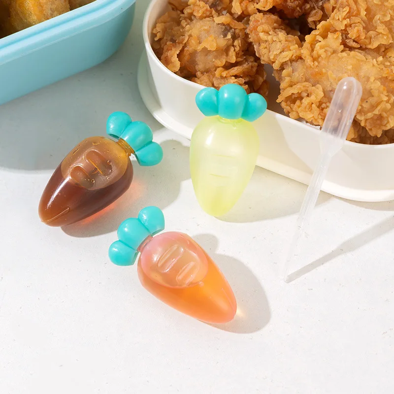 3PCS/SET Square Portable Children Dressing Ketchup Bottle Container Plastic Bento Mini Salad Sauce Bottle