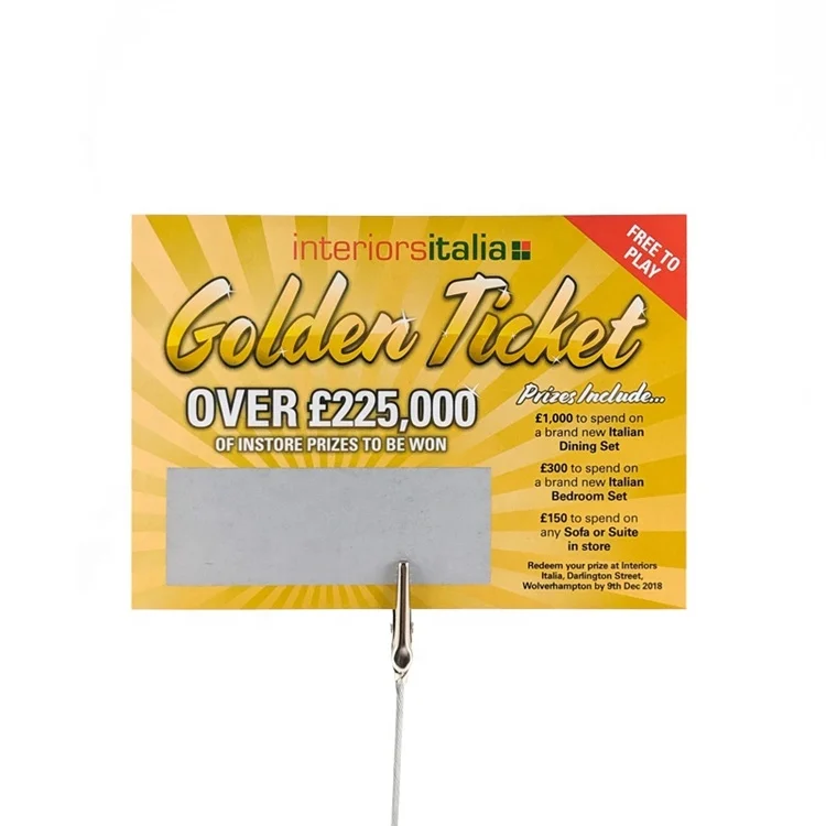 Custom  Paper Scratch Greeting Card Lottery Ticket Game Card