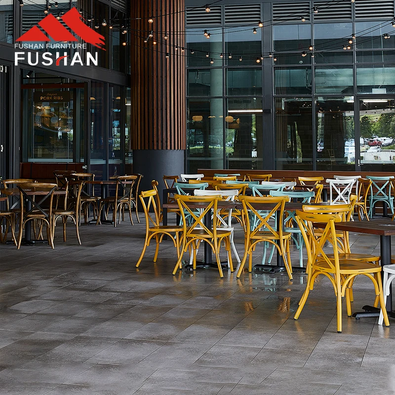 Multifunctional Bistro stackable cross back chair for restaurant modern dining chair