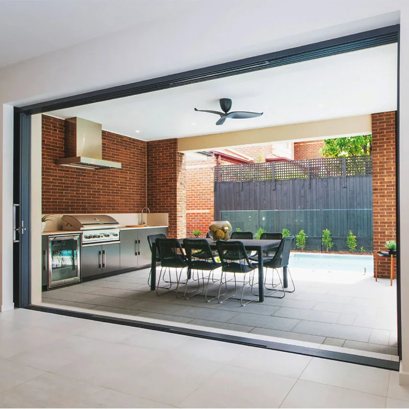 Pocket door slide system with smart lock slim frame patio door exterior waterproof double glass automatic sliding pocket doors