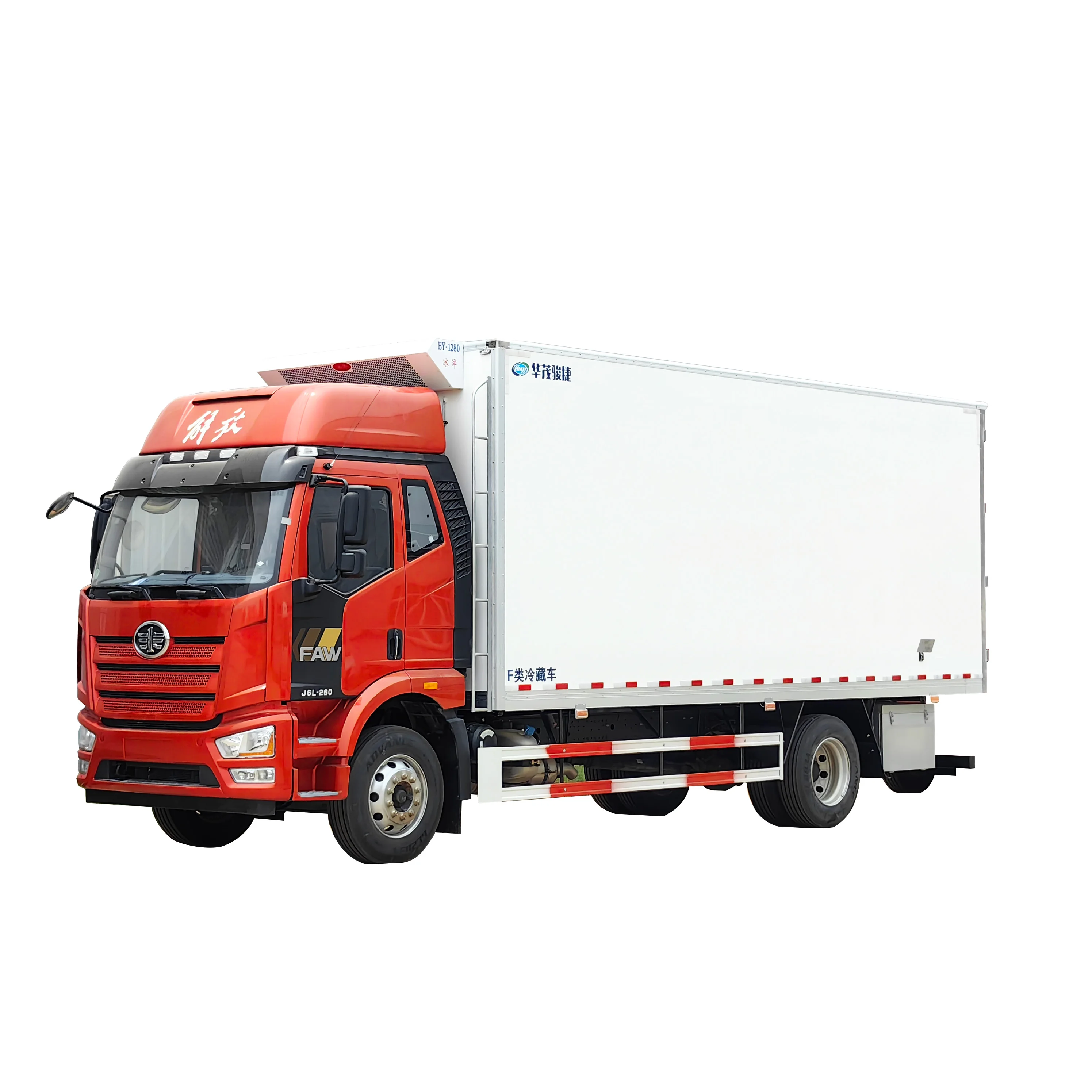 Auto Sandwich Panel Box, FAW liberation 300hp 4x2 transport vegetables meat flower fish refrigerator car
