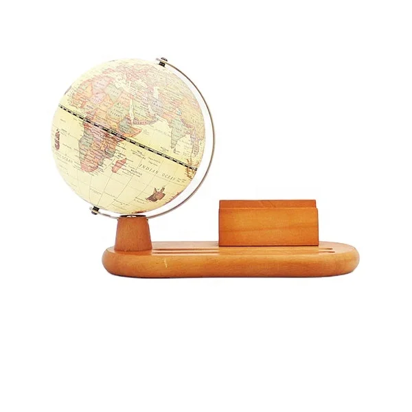 
hot selling abs surface wooden bracket map pvc world globe for office ornaments 