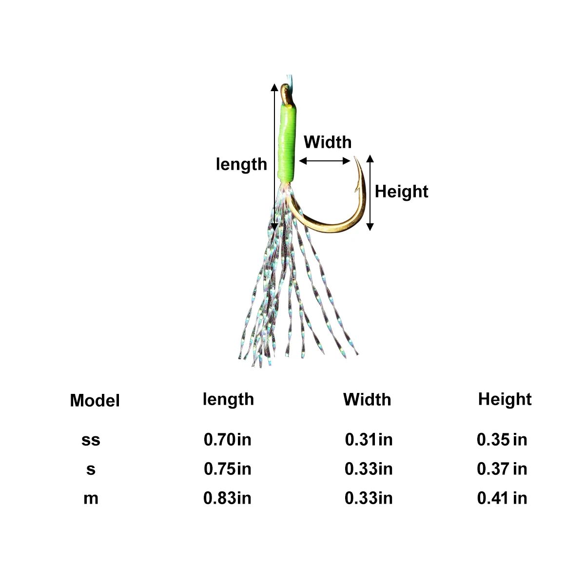 Golden small iron plate hook with barbed ribbon, silk luminous binding, single hook slow rocking hook fishing equipment