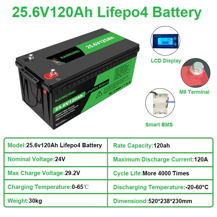 DDP FREE SHIPPING 24v 120ah lifepo4 battery lifepo4 24v blooto0th smart bms 100ah for boat trolling motor