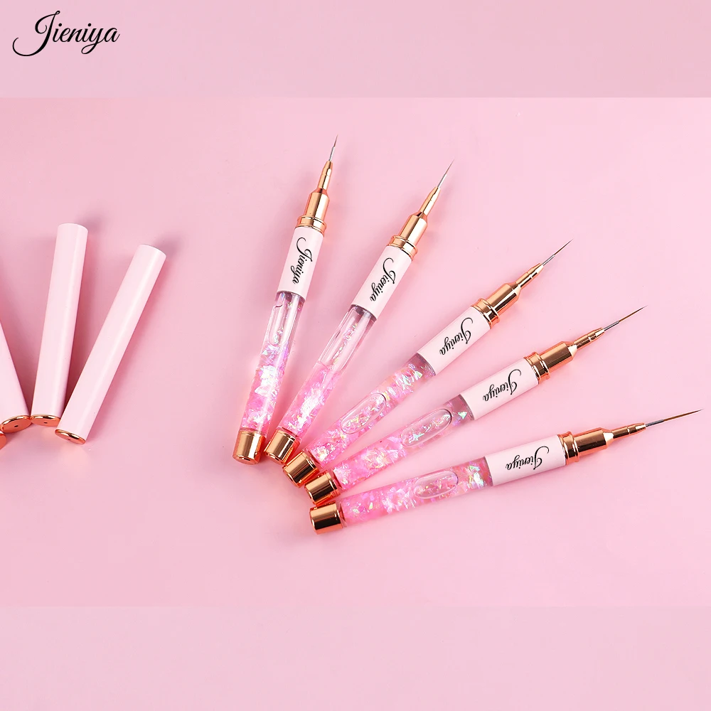 Liquid Pink handle Manicure Tool Wholesale Painting Drawing Nail Liner Brush Painting Flower Pen Striping brush Nail Art Brush