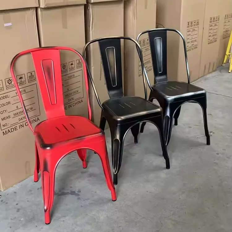 China factory made top quality stacking industrial antique vintage metal chairs for wholesale