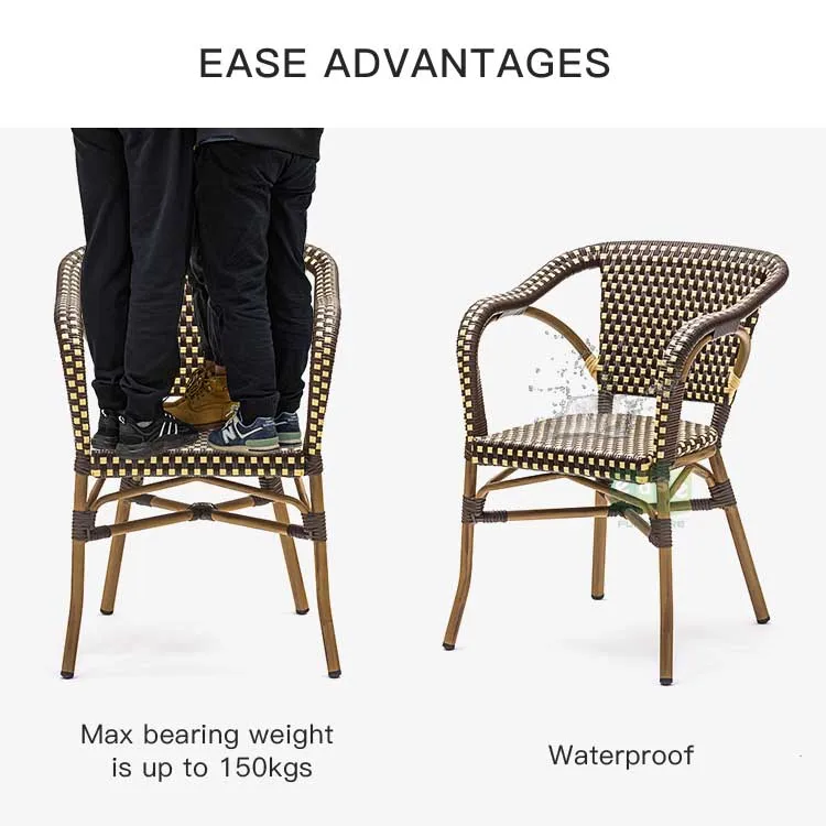 (E1040) Outdoor garden cafe synthetic rattan furniture french paris bistro dining chair