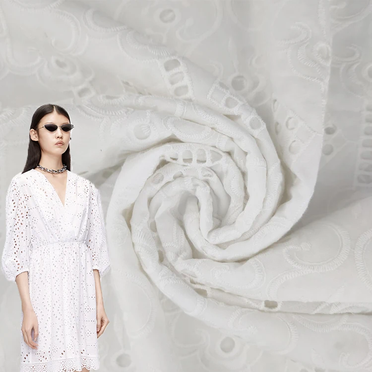 Модный дизайн 100 Органическая вышивка вуаль хлопок поплин Ткань для женщин платья одежда