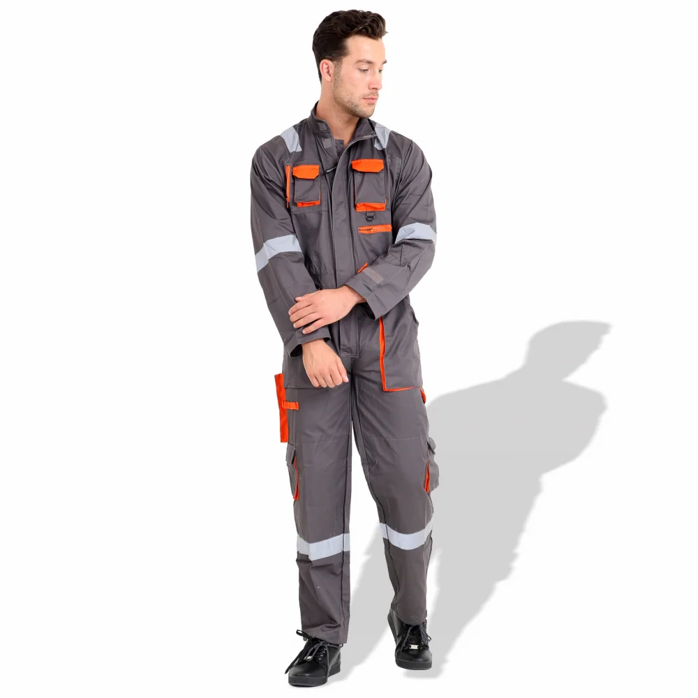 Wholesale Polycotton Safety Overall European Style Coverall Mechanical Uniform Mens Fluorescent Workwear