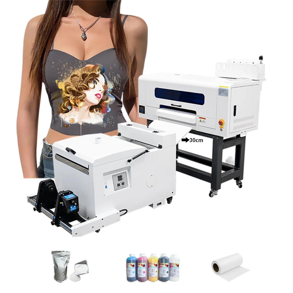 dtf printer transfer a2 dtf printer automatic t shirt dtf printer for clothes dual xp600/i1600 with powder shaking machine