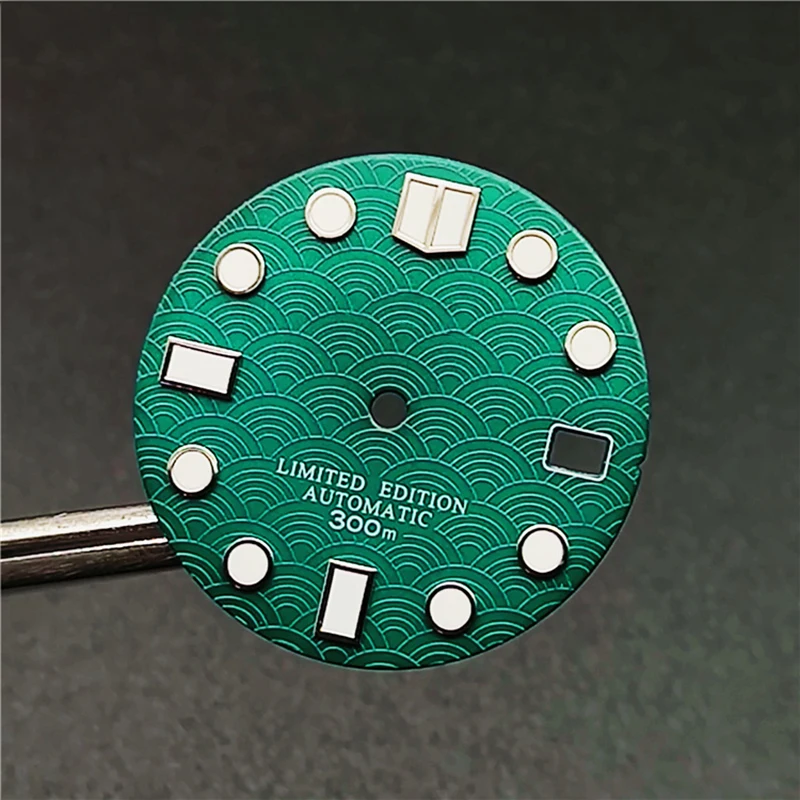 small moq, tailor made, 28.5mm NH35 Watch Dial 4R36 Green Luminous Dial for NH35A NH36 4R36 Movement  Abalone