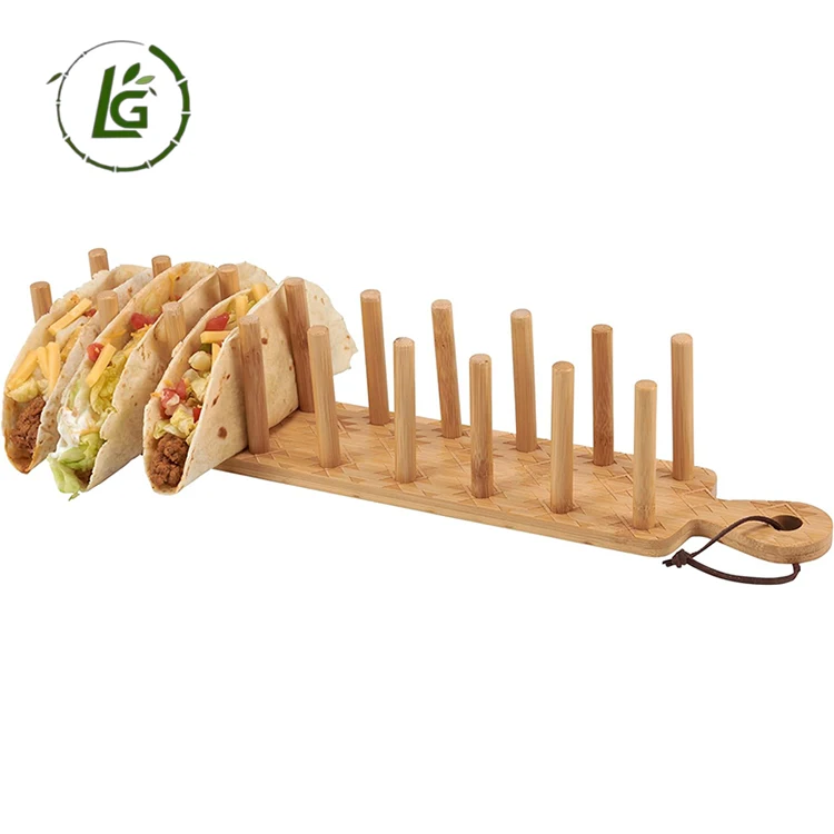 Legend New Arrival platos para grille porta tacos soporte para taco unicornio bamboo wooden taco holder for restaurant use
