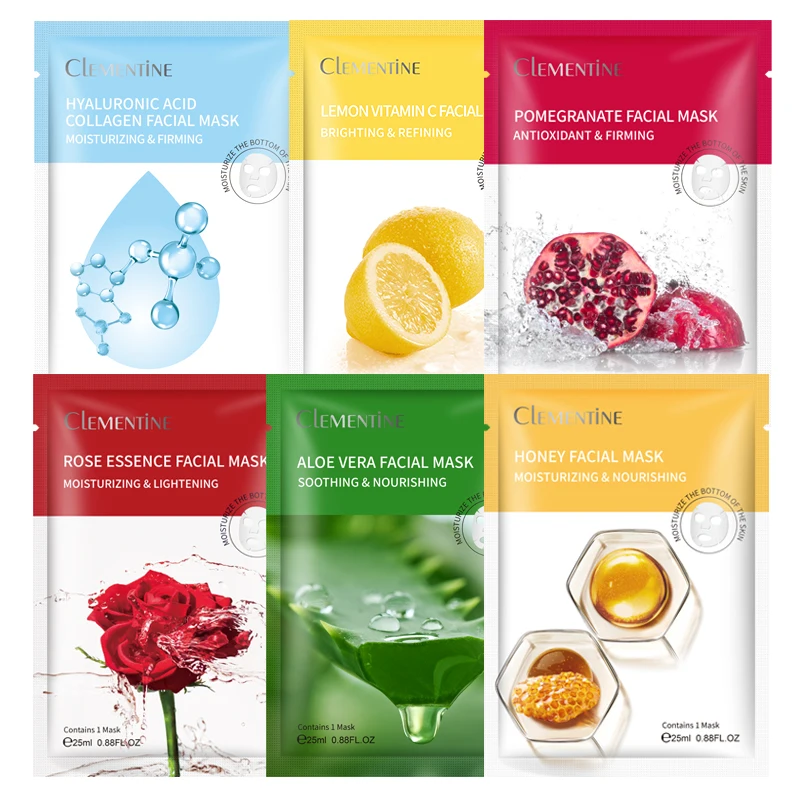 Private Label OEM Korea Anti Wrinkle Moisturizing Facemask Cosmetic Plant Extractions Whitening Rose Facial Mask Sheet Skin Care