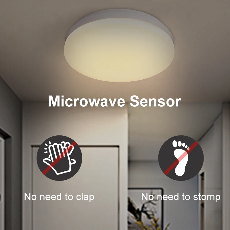 Microwave Sensor Waterproof Plafondlamp Motion Sensor Bathroom Ceil Light Surface Mount Bedroom Modern Led Lampe Ceiling Light