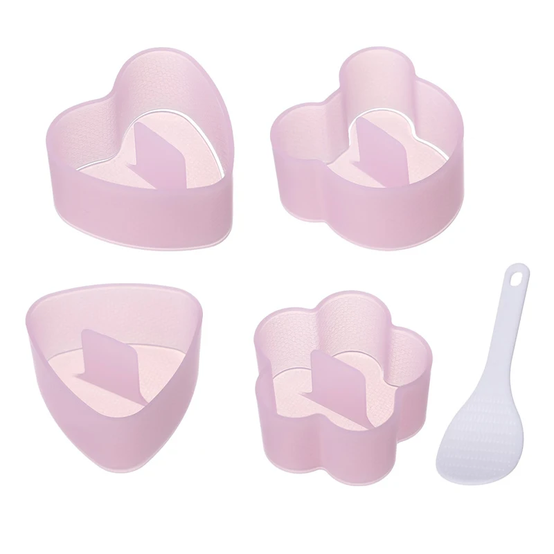 Creative Non Stick Onigiri Mold Set Triangle Heart Bear Flower Shaped Sushi Rice Ball Press Molds With Rice Paddle