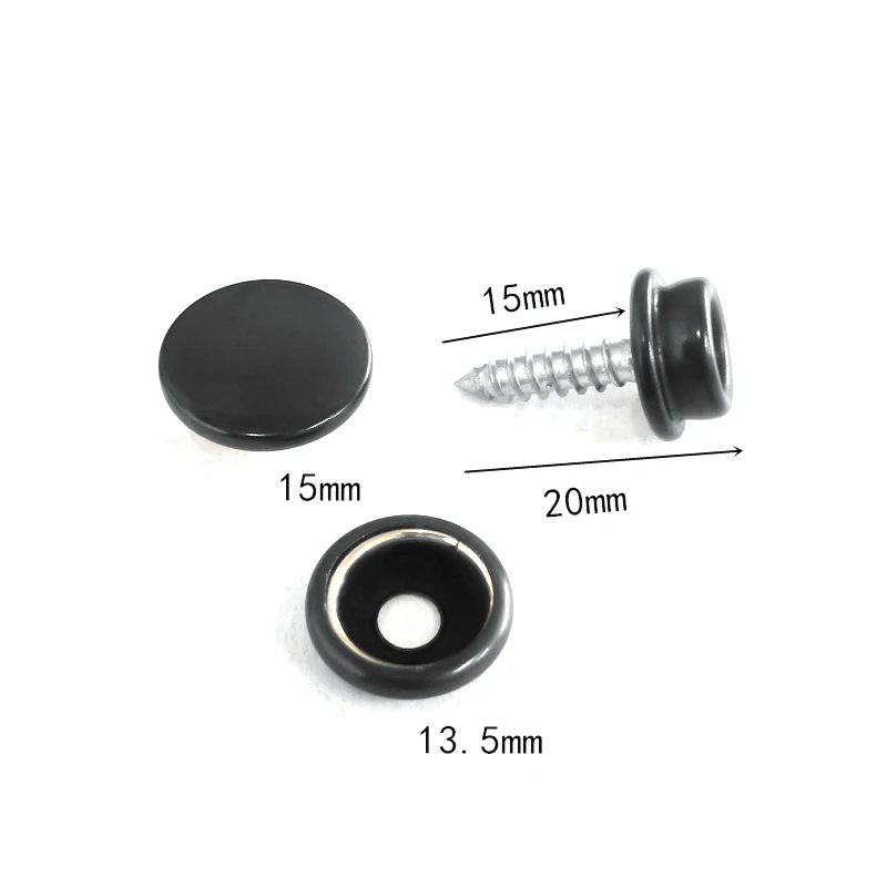 201#15 mm Snap-Fastener Buckle Nickel-Free Lead-free Metal Decorative Screw Ring Snap Stud Fasteners Leather Rivets