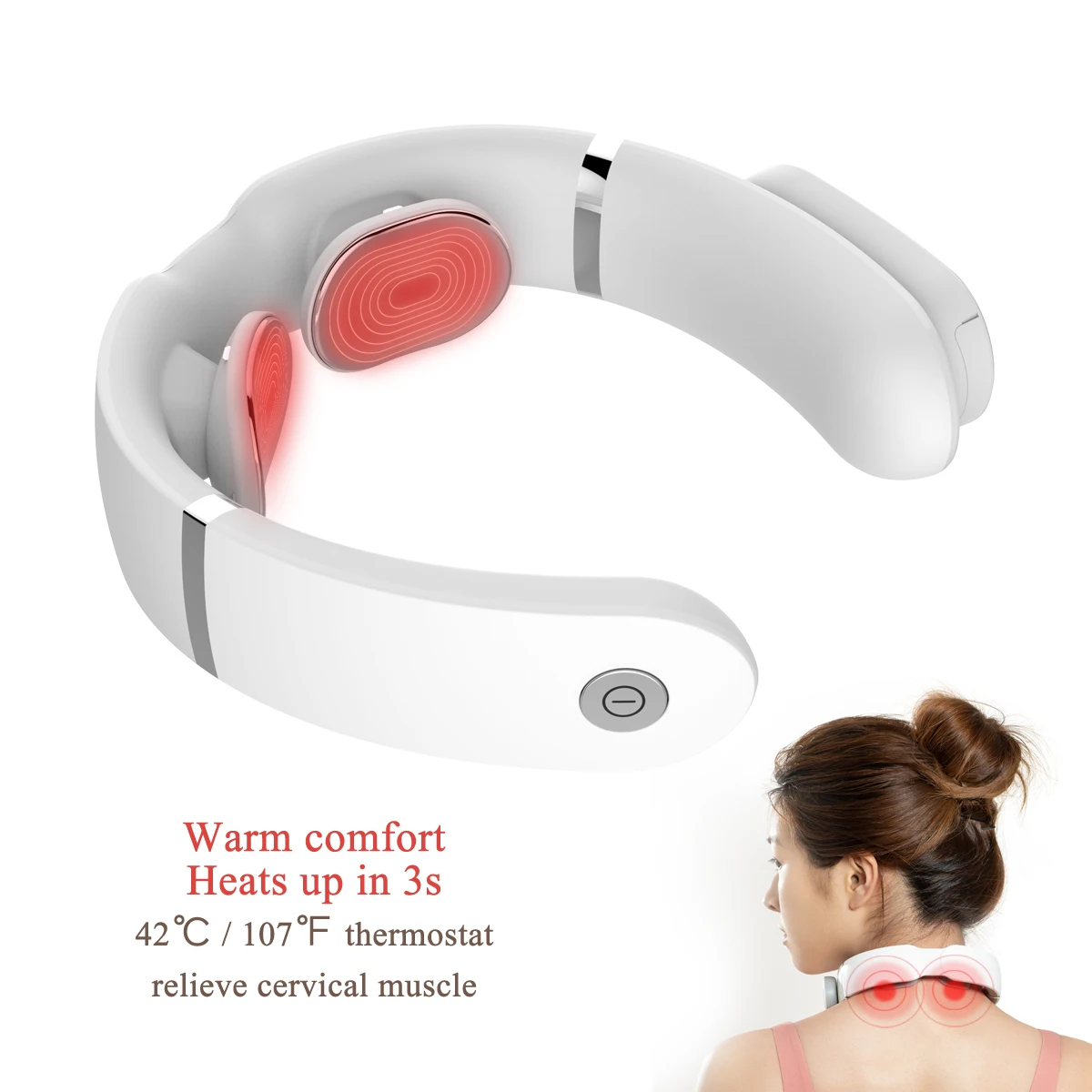 
portable u shaped pulse massage muscle rechargeable neck massager with heat pulse 