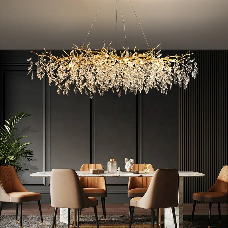 Hot Sale New Luxury Creative Design Tree Shape for Living Room Dining Room K9 Crystal Oval Chandelier