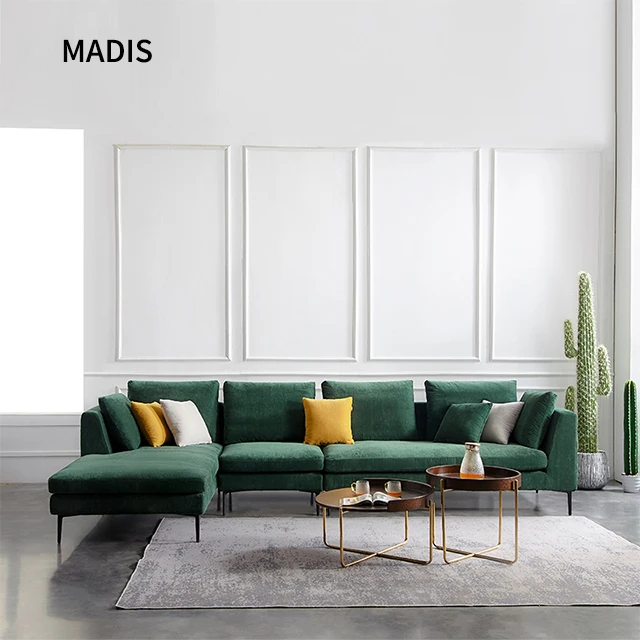 Simple Fresh Dark Green Fabric Sofa Living Room