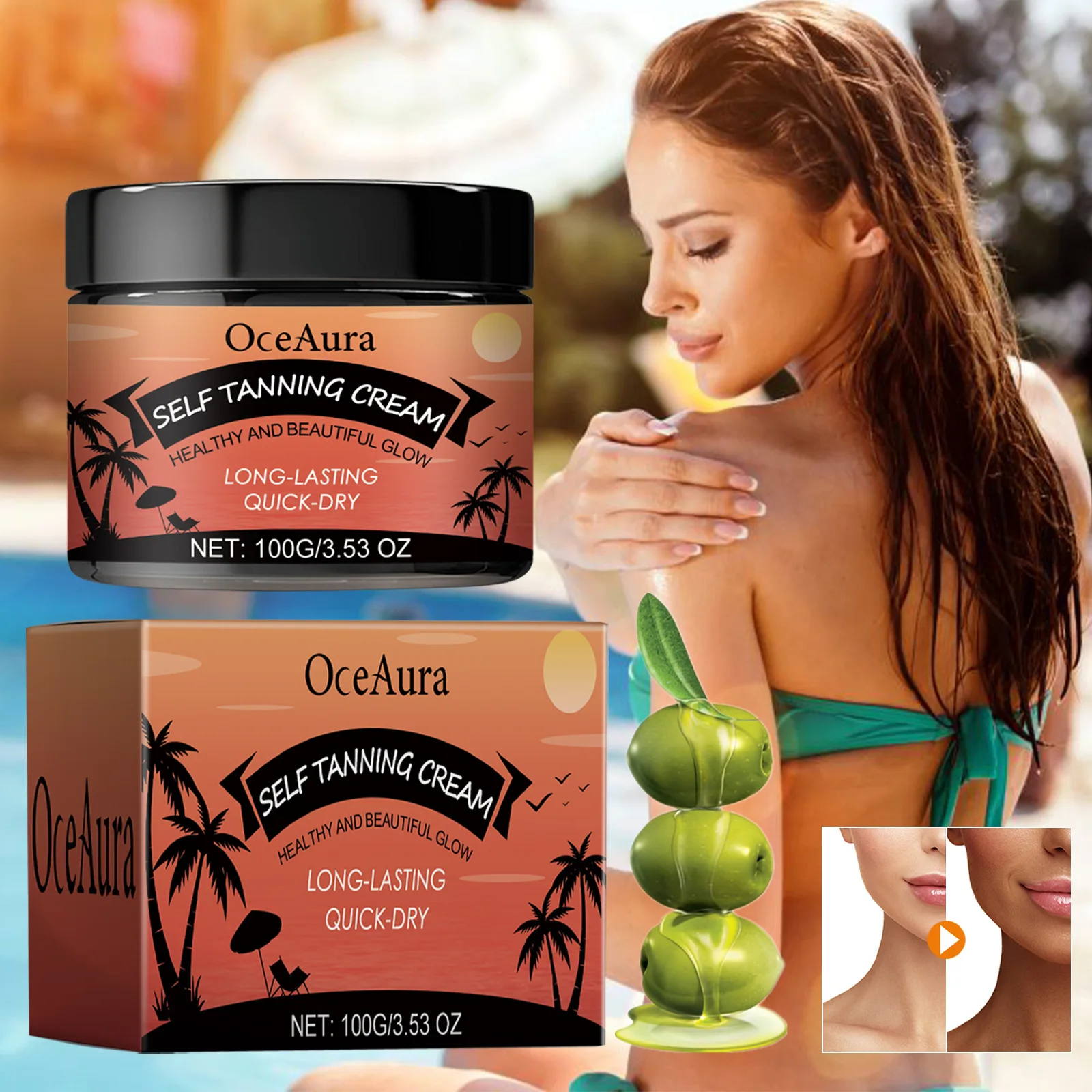 High quality wholesale Deepest Dark natural oraganic tanning cream and Peach Cream Sunbed Accelerator Tanning Cream Gel 100ml