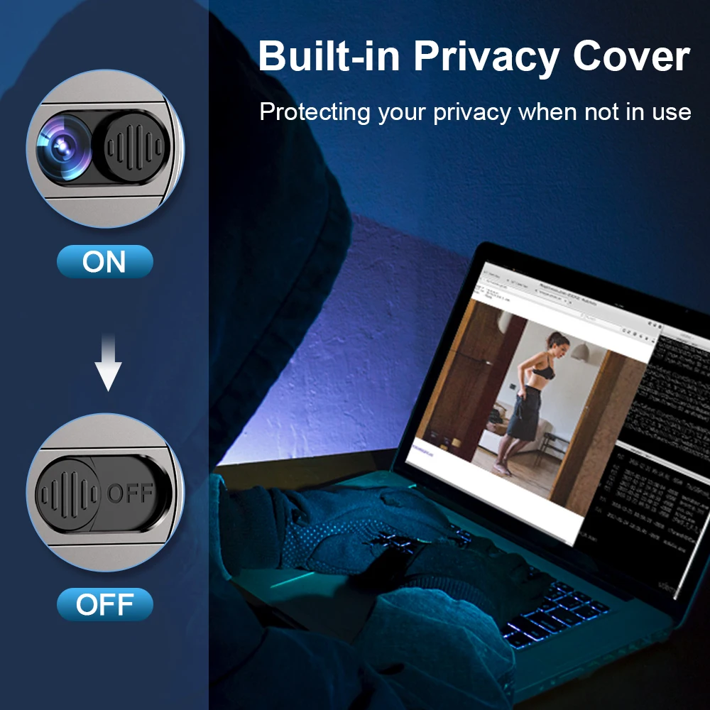 Кольцевой светильник для веб-камера HD с микрофоном конфиденциальности Обложка ПК USB мини камера Конференц-потоковое видео в реальном времени вызова веб-камеры