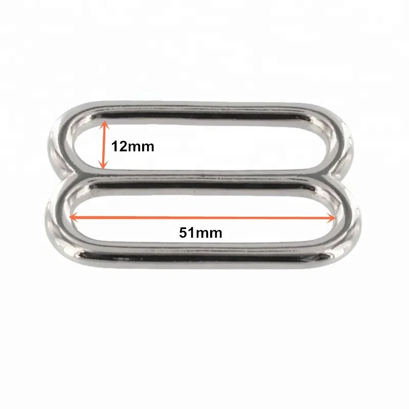 Bags Swimwear Metal Adjustable Buckle 12mm Bra Strap Silver Alloy Rings And Sliders For Bag Shoulder Strap