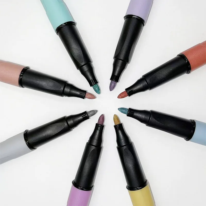 8colors Art Set Marker Glitter Thermal Logo Silver Colour Medium Size Pen Marker Glitter Set
