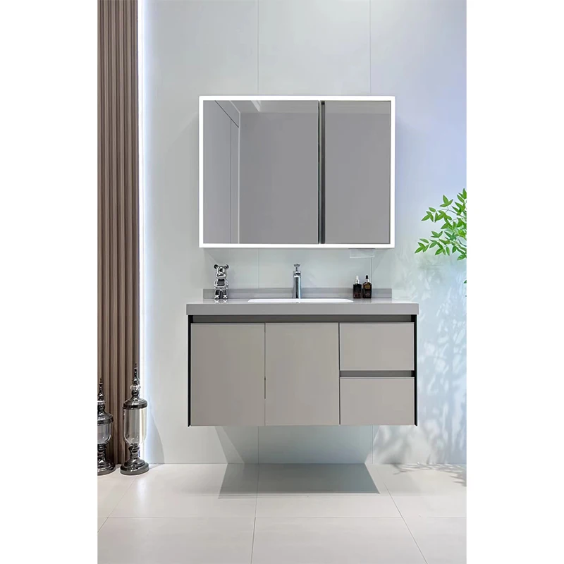 Made in china Bathroom Wall Mounted Waterproof Sink Cabinet Set Square Sink bathroom vanities With Cabinet