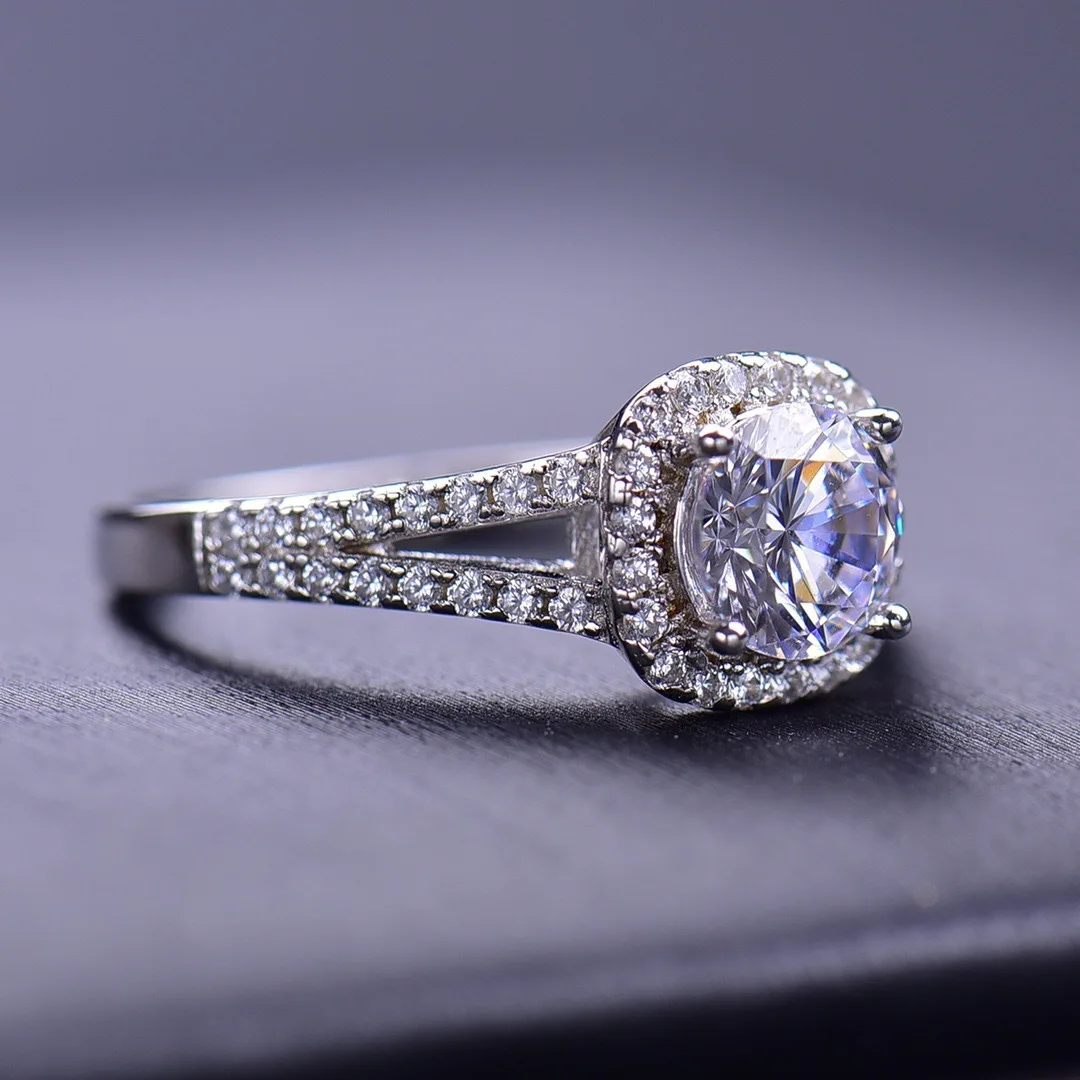 1/2ct Moissanite Ring For Women S925 Silver With White Gold Plated Bridal Ring Set Wedding Engagement Fine Jewelry