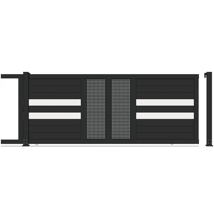 JHR Gates Remote Control Main Wall Design Automated Sliding Gate System Metal Modern Automatic Barrier Gate for House Aluminium