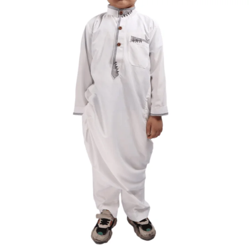 New Design wholesale price Muslim Children Dress 2 pcs Thobe For Boy