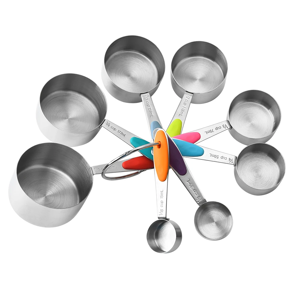 Stainless Steel Measuring Cups 8 pcs Metal Stainless Steel Measure Cups for Measuring Dry Food in Kitchen