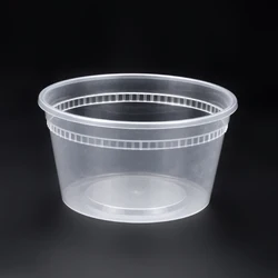 Прозрачный одноразовый пищевой контейнер 16 унций с печатью логотипа под заказ, пластиковая миска для супа с крышкой