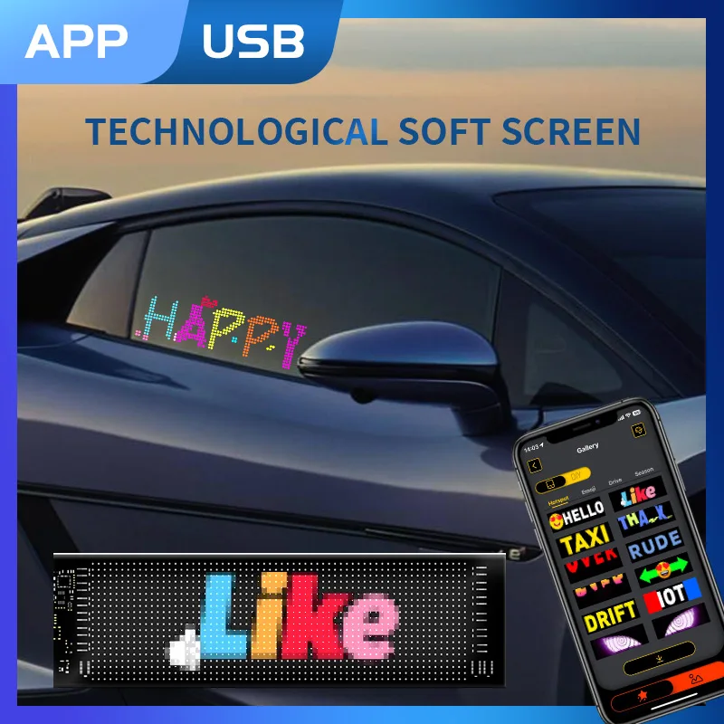 Flexible LED Sign Board App Control Flex Led Screen For Car Flexible Led Display Sign Board Panel Light Pixel
