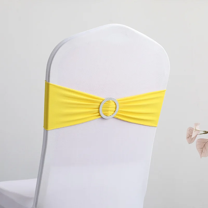Hotel Wedding Chair Back Cover Decoration Bow Floral Elastic Strap