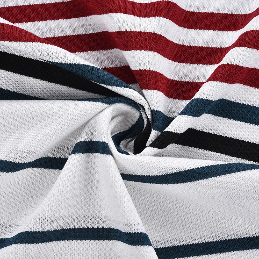 Premium Jacquard Fashion Polo Shirt Fabric 4% Spandex 48% Tencel  48% Cotton Yarn Dyed Stripe Fabric