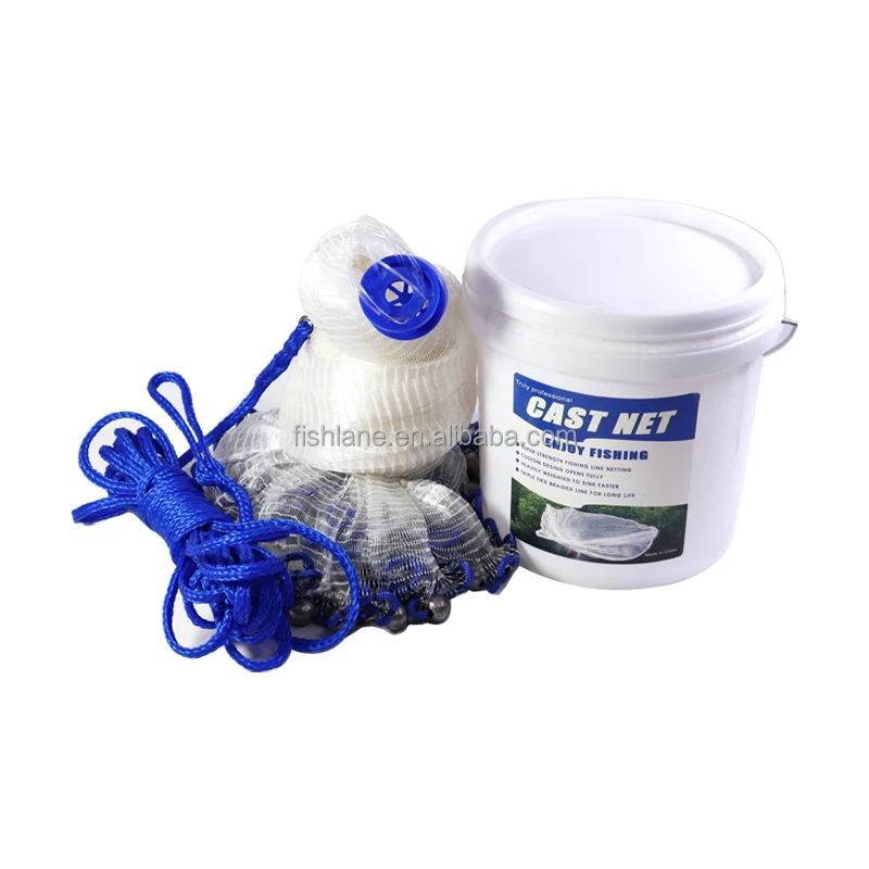 cast net fishing Blue 8FT 10FT 1LB 0.75LB  1 inch mesh 0.5 nylon lead sinker American Style Drawstring cast net fishing